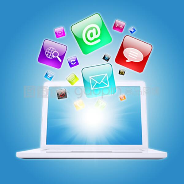 笔记本电脑与程序图标 数字世界的交互纽带